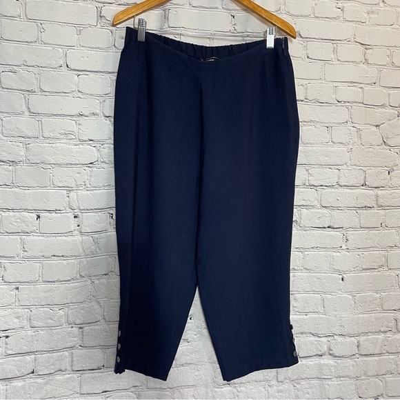 Eva Tralala Pants - Eva Tralala Viscose Blue Crop Pants Made in France Size L